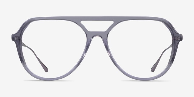 Cumulus Clear Gray Silver AcetateEyeglass Frames from EyeBuyDirect, Front View