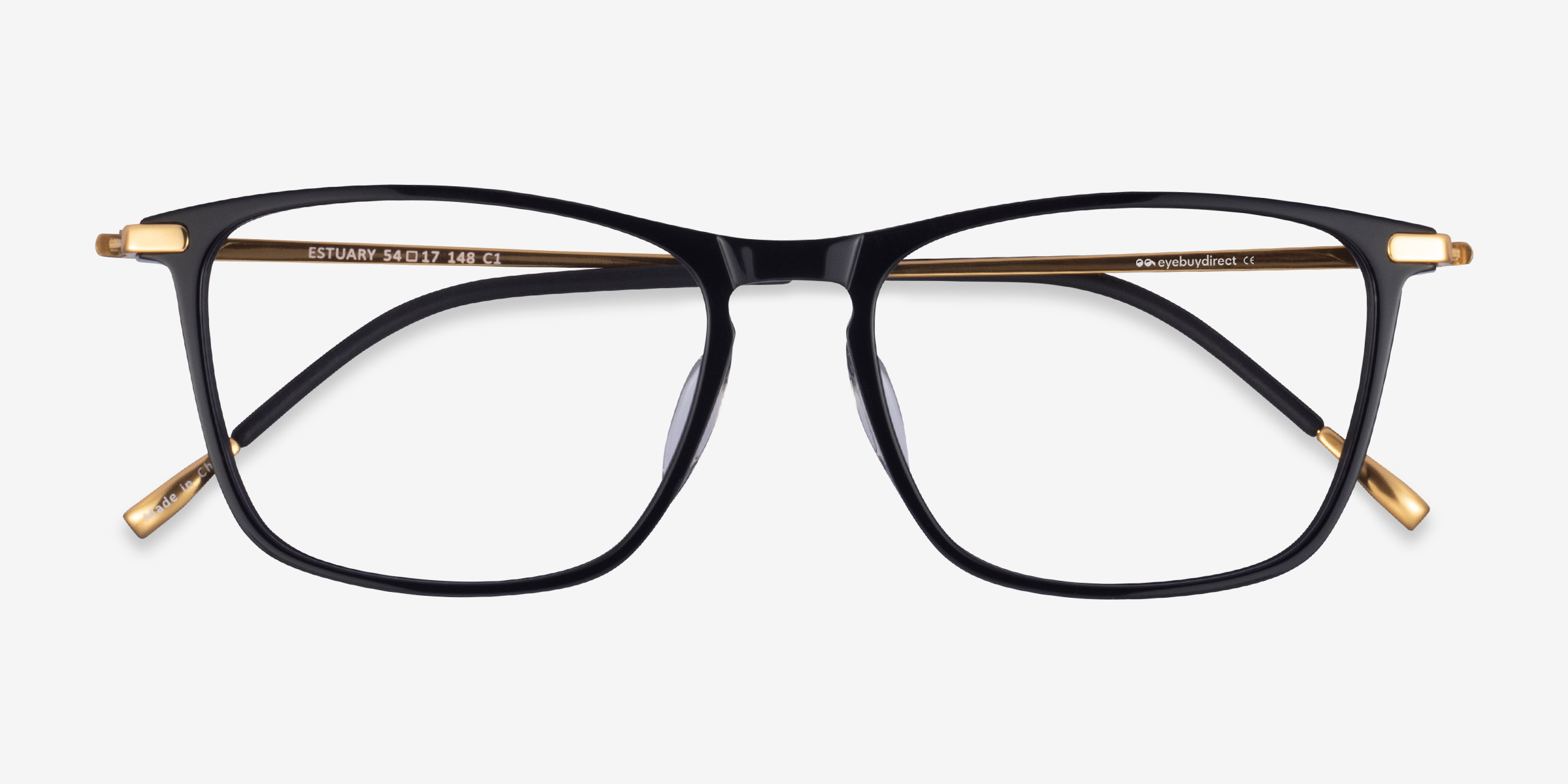 Estuary Rectangle Black Gold Full Rim Eyeglasses Eyebuydirect