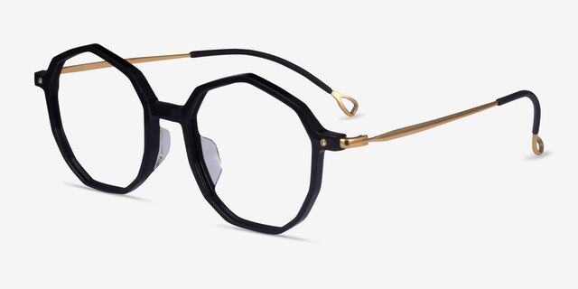 Carmelo Black Gold AcetateEyeglass Frames from EyeBuyDirect, Angle View