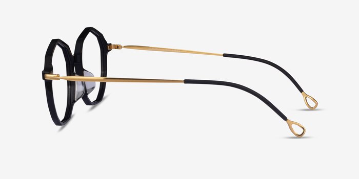 Carmelo Black Gold Acetate Eyeglass Frames from EyeBuyDirect