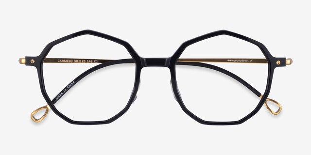 Carmelo Black Gold AcetateEyeglass Frames from EyeBuyDirect, Closed View