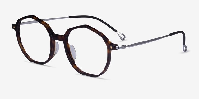 Carmelo Tortoise Silver AcetateEyeglass Frames from EyeBuyDirect, Angle View