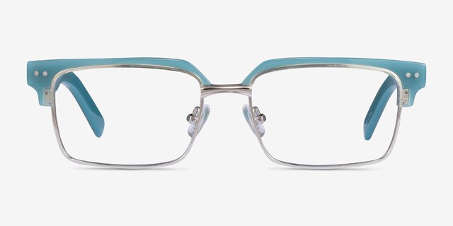 Byron Blue Silver AcetateEyeglass Frames from EyeBuyDirect, Front View