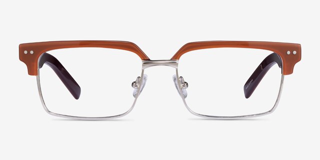 Byron Brown Silver AcetateEyeglass Frames from EyeBuyDirect, Front View