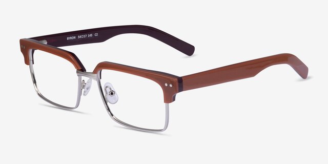 Byron Brown Silver AcetateEyeglass Frames from EyeBuyDirect, Angle View