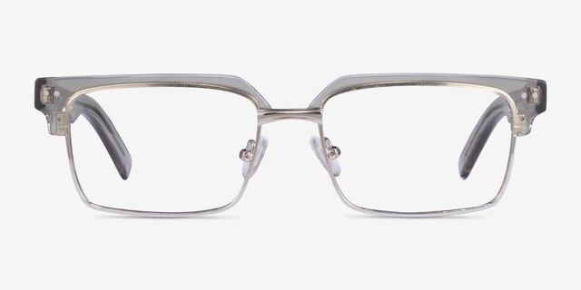 Byron Clear Gray Silver AcetateEyeglass Frames from EyeBuyDirect, Front View