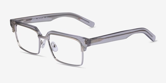 Byron Clear Gray Silver AcetateEyeglass Frames from EyeBuyDirect, Angle View