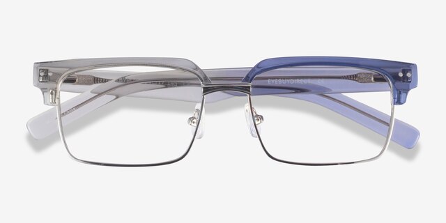 Byron Clear Gray Silver AcetateEyeglass Frames from EyeBuyDirect, Closed View