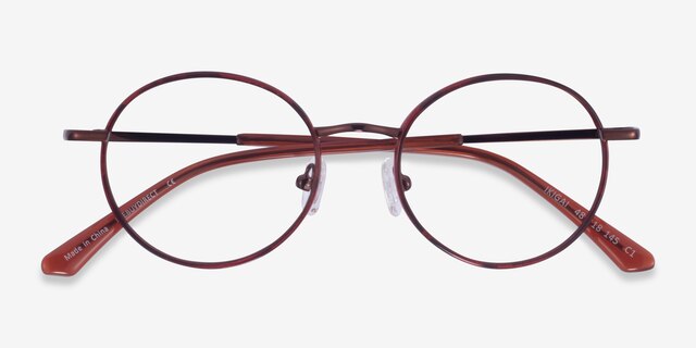 Ikigai Clear Brown Red Copper AcetateEyeglass Frames from EyeBuyDirect, Closed View