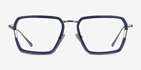 Tsundoku Clear Blue Silver Acetate Eyeglass Frames