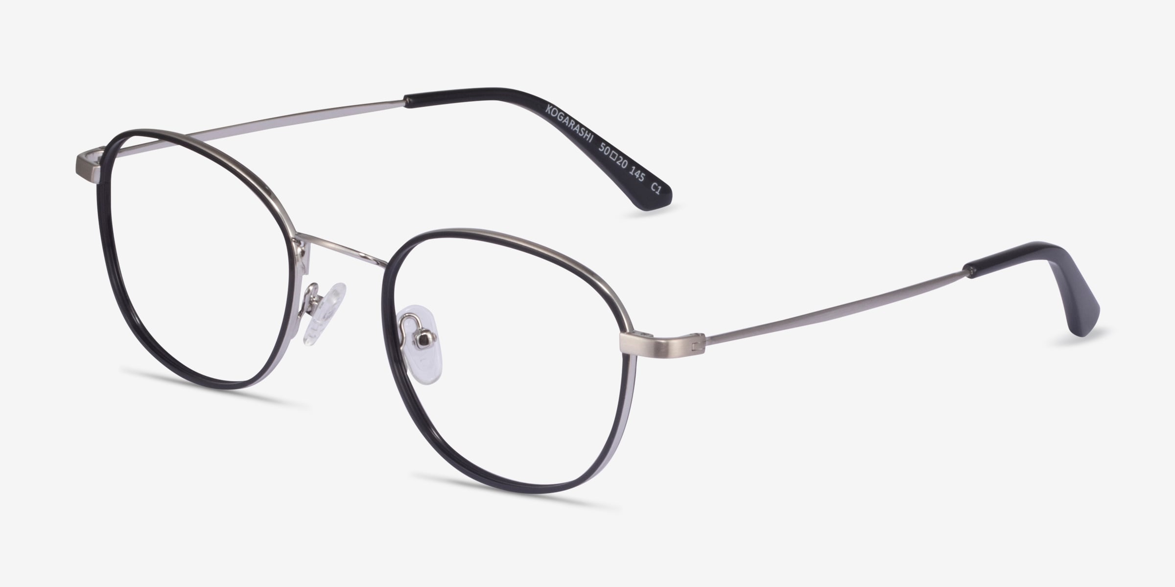 Kogarashi Round Black Silver Full Rim Eyeglasses | Eyebuydirect Canada