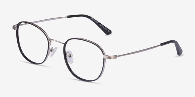 Kogarashi Black Silver AcetateEyeglass Frames from EyeBuyDirect, Angle View