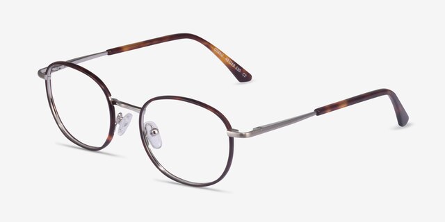 Otaku Tortoise Silver AcetateEyeglass Frames from EyeBuyDirect, Angle View