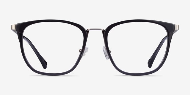 Utamaro Gray Silver AcetateEyeglass Frames from EyeBuyDirect, Front View