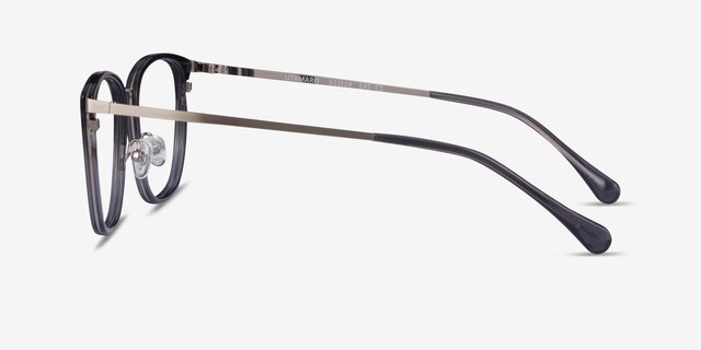 Utamaro Gray Silver AcetateEyeglass Frames from EyeBuyDirect, Side View
