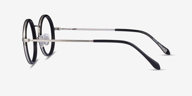 Nagoya Black Silver AcetateEyeglass Frames from EyeBuyDirect, Side View