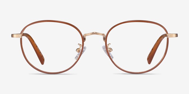 Kofu Brown Gold AcétateMontures de lunettes de vue d'EyeBuyDirect, Vue de Face