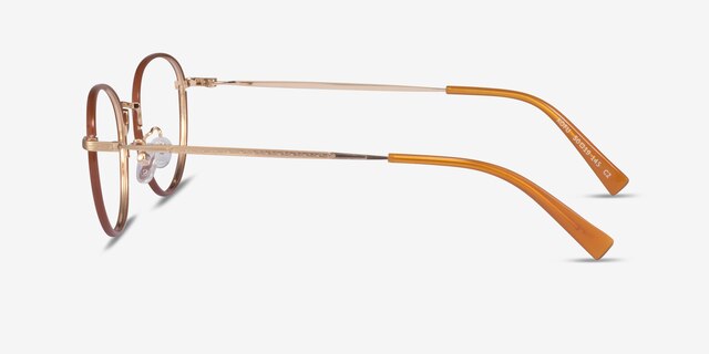 Kofu Brown Gold AcétateMontures de lunettes de vue d'EyeBuyDirect, Vue de Côté