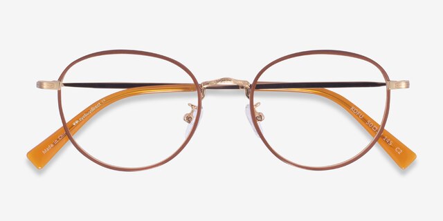 Kofu Brown Gold AcétateMontures de lunettes de vue d'EyeBuyDirect, Vue Rapprochée