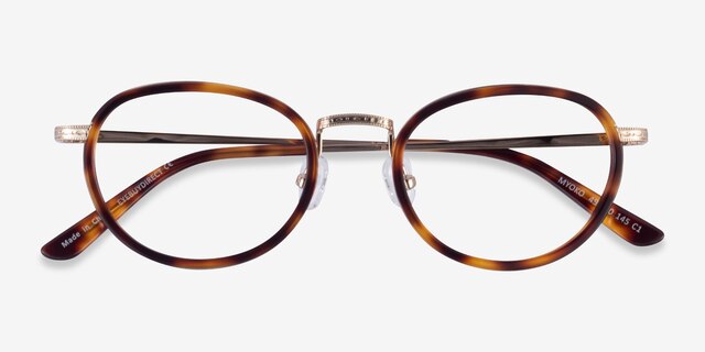 Myoko Tortoise Gold AcétateMontures de lunettes de vue d'EyeBuyDirect, Vue Rapprochée