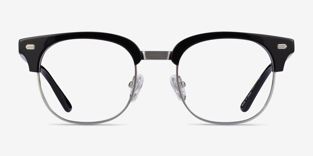 Komorebi Black Silver AcetateEyeglass Frames from EyeBuyDirect, Front View