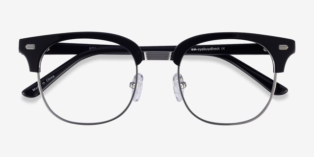 Komorebi Black Silver AcetateEyeglass Frames from EyeBuyDirect, Closed View