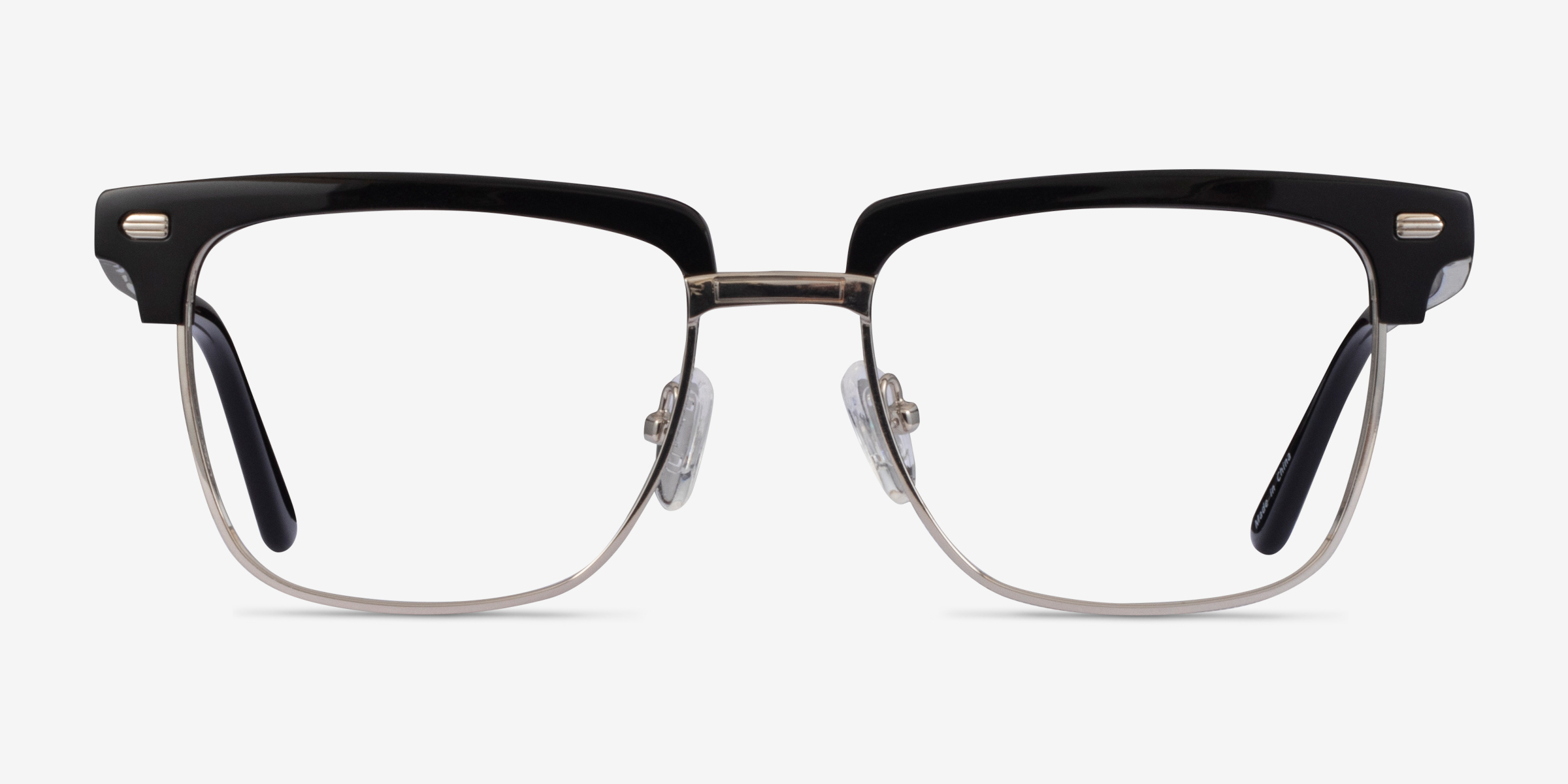 Murakami Browline Black Silver Glasses for Men | Eyebuydirect