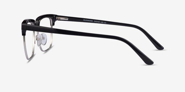 Murakami Black Silver AcetateEyeglass Frames from EyeBuyDirect, Side View