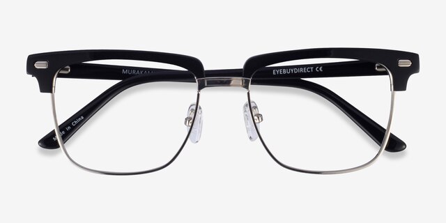 Murakami Black Silver AcetateEyeglass Frames from EyeBuyDirect, Closed View