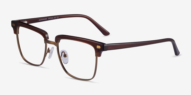 Murakami Clear Brown Bronze AcetateEyeglass Frames from EyeBuyDirect, Angle View
