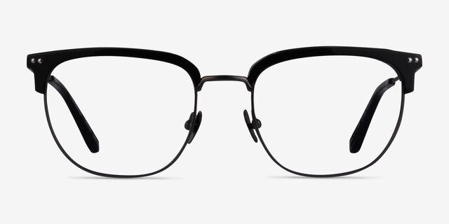 Cloudesley Black Gunmetal AcétateMontures de lunettes de vue d'EyeBuyDirect, Vue de Face