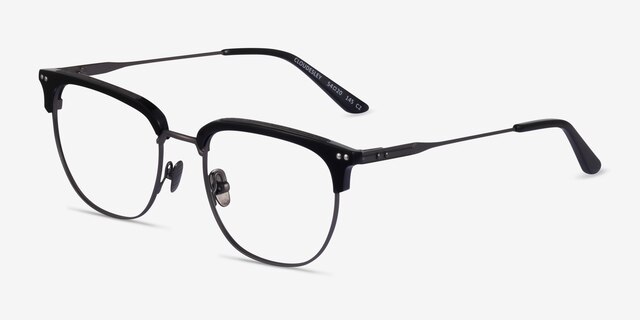Cloudesley Black Gunmetal AcétateMontures de lunettes de vue d'EyeBuyDirect, Vue d'Angle