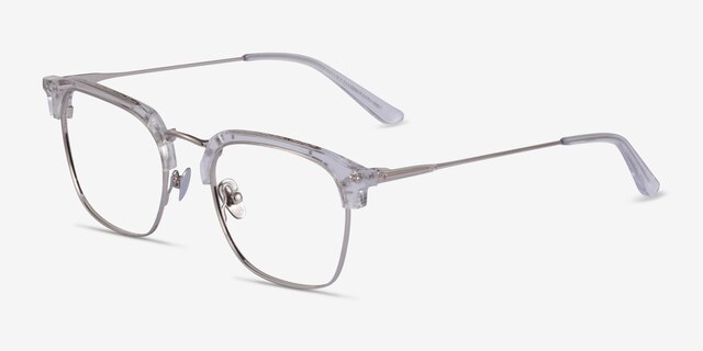 Concerto Clear Silver AcetateEyeglass Frames from EyeBuyDirect, Angle View