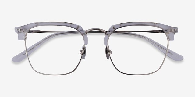 Concerto Clear Silver AcetateEyeglass Frames from EyeBuyDirect, Closed View