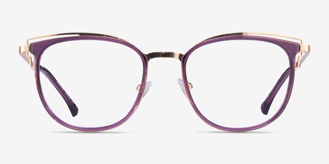 Moving Clear Purple Gold AcétateMontures de lunettes de vue d'EyeBuyDirect, Vue de Face