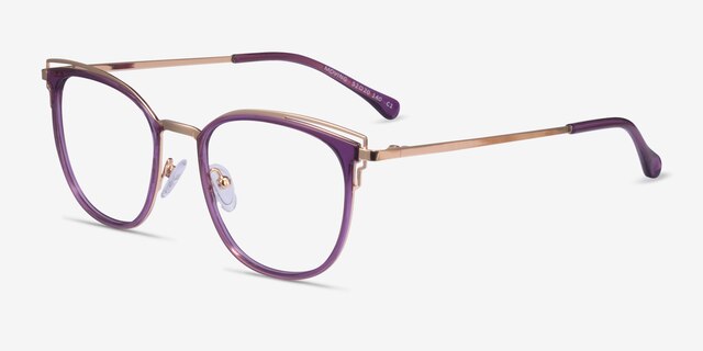 Moving Clear Purple Gold AcétateMontures de lunettes de vue d'EyeBuyDirect, Vue d'Angle