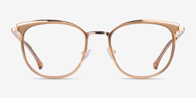 Moving Clear Yellow Gold AcetateEyeglass Frames from EyeBuyDirect, Front View
