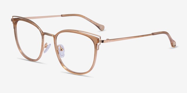 Moving Clear Yellow Gold AcetateEyeglass Frames from EyeBuyDirect, Angle View