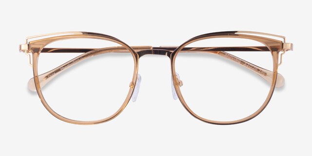 Moving Clear Yellow Gold AcetateEyeglass Frames from EyeBuyDirect, Closed View