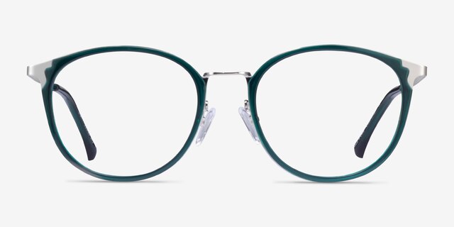 Light Teal Silver AcetateEyeglass Frames from EyeBuyDirect, Front View