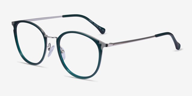 Light Teal Silver AcetateEyeglass Frames from EyeBuyDirect, Angle View