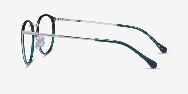 Light Teal Silver AcetateEyeglass Frames from EyeBuyDirect, Side View