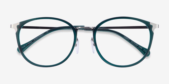 Light Teal Silver AcetateEyeglass Frames from EyeBuyDirect, Closed View