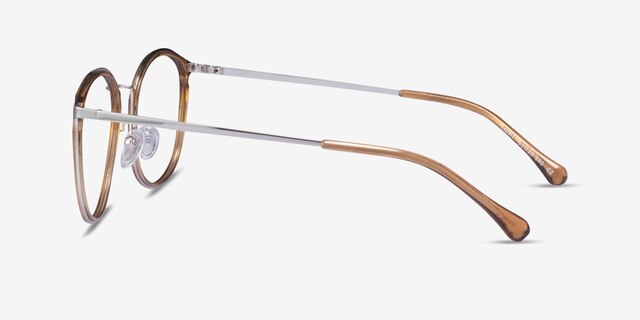 Light Clear Brown Silver AcetateEyeglass Frames from EyeBuyDirect, Side View