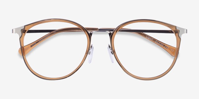 Light Clear Brown Silver AcetateEyeglass Frames from EyeBuyDirect, Closed View