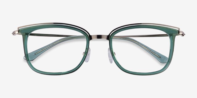 Tonight Clear Green Gold AcétateMontures de lunettes de vue d'EyeBuyDirect, Vue Rapprochée
