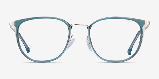 Midland Clear Teal Gold AcetateEyeglass Frames from EyeBuyDirect, Front View