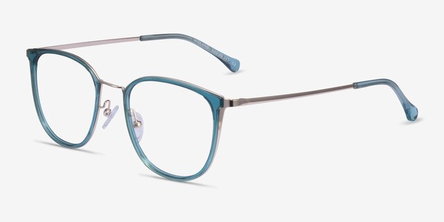 Midland Clear Teal Gold AcetateEyeglass Frames from EyeBuyDirect, Angle View