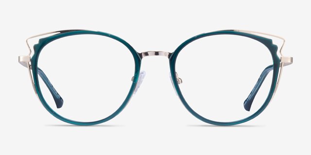 Tonic Teal Gold AcetateEyeglass Frames from EyeBuyDirect, Front View