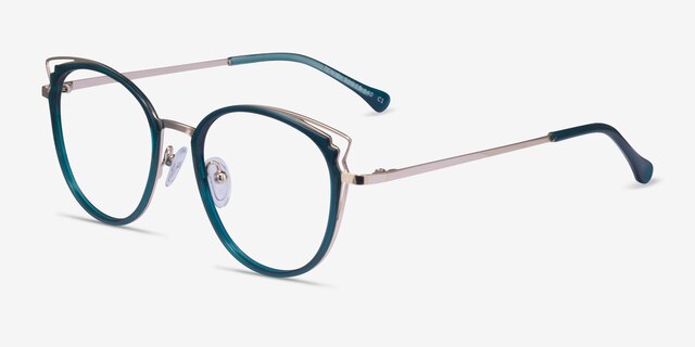 Tonic Teal Gold AcetateEyeglass Frames from EyeBuyDirect, Angle View